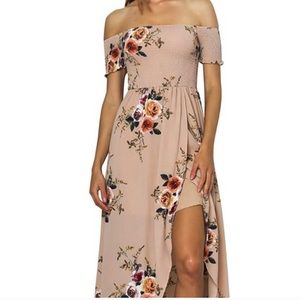 Highlow Tan Floral Dress